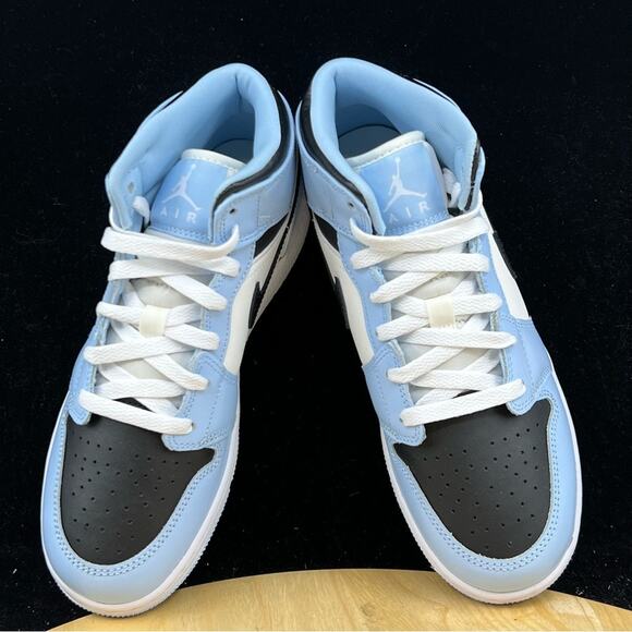 Nike Air Jordan 1 Mid Ice Blue Black Sail White UNC 555112-401 Size 5.5Y/ 7W New - Picture 6 of 9